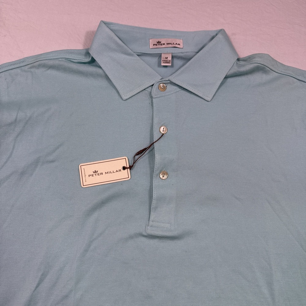NWT Peter Millar Men's Light Green Golf Polo Shirt Medium NWT